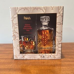 decanter set with 6 glasses . Made in Italy ,pretty design on decanter , glass